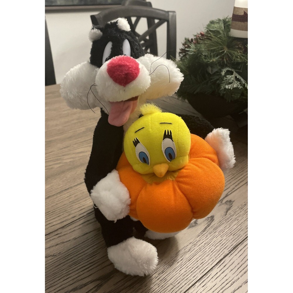 Vintage LOONEY TUNES pumpkin TWEETY Sylvester 1997 HALLOWEEN gift PLUSH - Picture 4 of 8